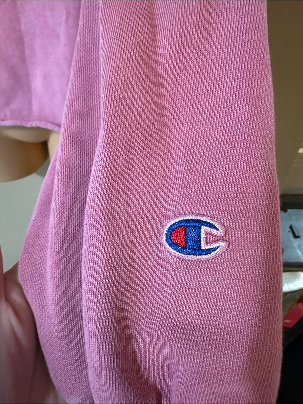 Champion Washed Henley Pullover Pink Cropped Collared Sweatshirt Preppy Grunge L - Picture 7 of 8